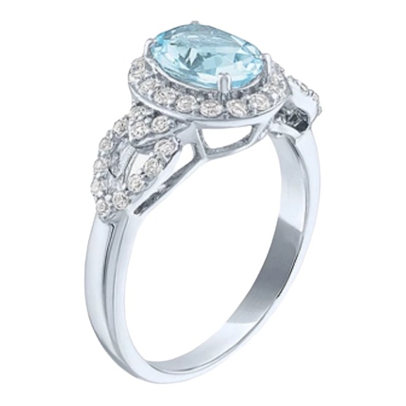 Womens Lab Created Blue Topaz Sterling Silver Cocktail Ring, Size 7, NWT - Picture 2 of 8